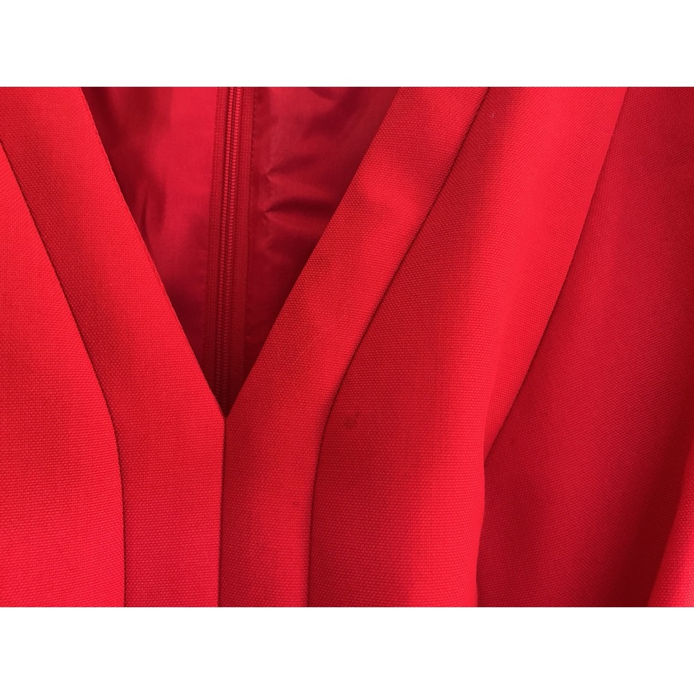 Escada V-Neck Sheath Dress Womens Sz 6/38 Red Short Sleeve Pleated Structure - Picture 8 of 9